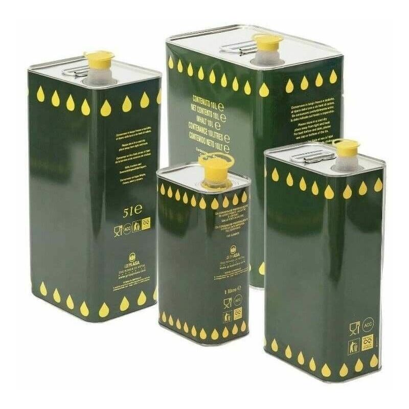 Latta Rettangolare Per Olio 3 Litri Con Tappo Stagna – Banda Stagnata Made In Italy, Protezione Da Luce E Ossigeno, Verde Scuro