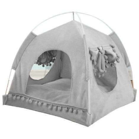 Tanière pour chat en forme de grotte, tente-lit pour chatons et grands chats, maison confortable gris ultra doux, assemblage facile, taille S.