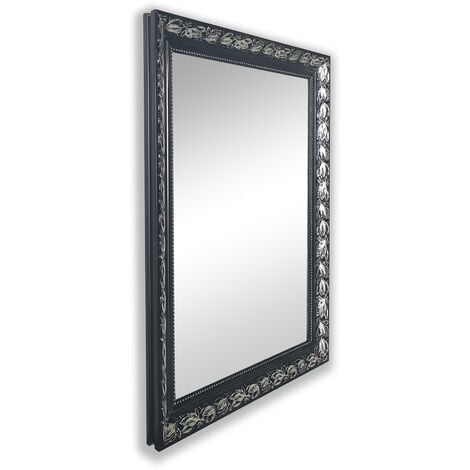 Tanja - Miroir avec cadre - Noir/Argenté - 55x70cm
