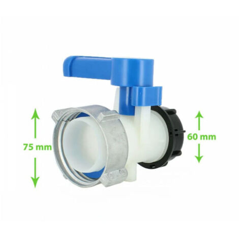 Tankventil – Mutter S75X6 und Auslass S60X6 – kompatibel mit Schütz – RWR-Anschluss und anderem Zubehör für Wasserrückgewinnungstanks