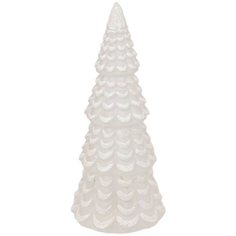 Tannenbaumschmuck aus weißem Glas H23 cm 10 LEDs warmweiß batteriebetrieben - Feeric lights & christmas