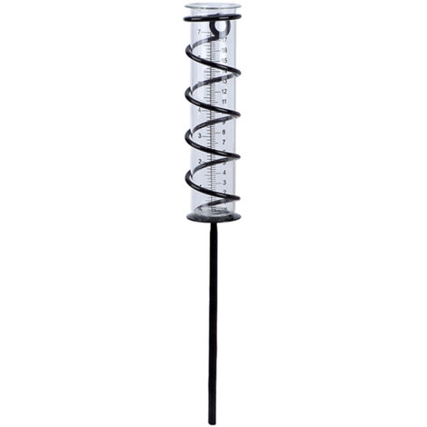 Tanque de recogida de agua de lluvia de metal y vidrio de 42,6 cm con soporte y marcas en cm/pulgadas – fácil de limpiar e instalar – diseño único y duradero