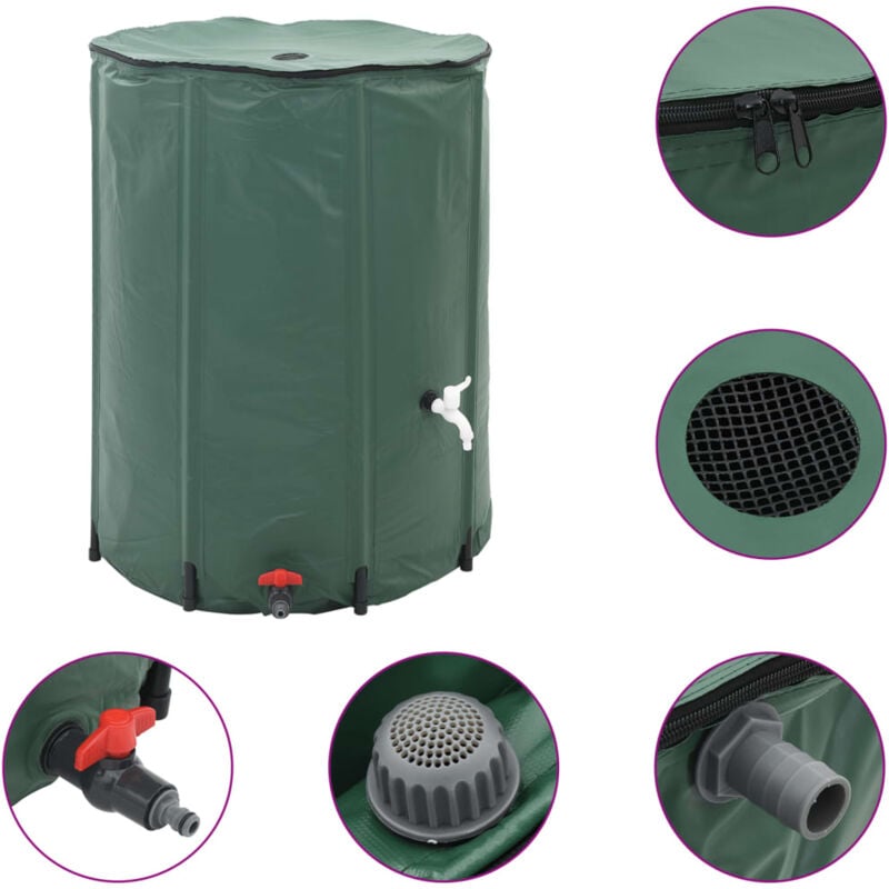 

vidaXL Tanque de Agua de Lluvia Plegable 500 L - Verde