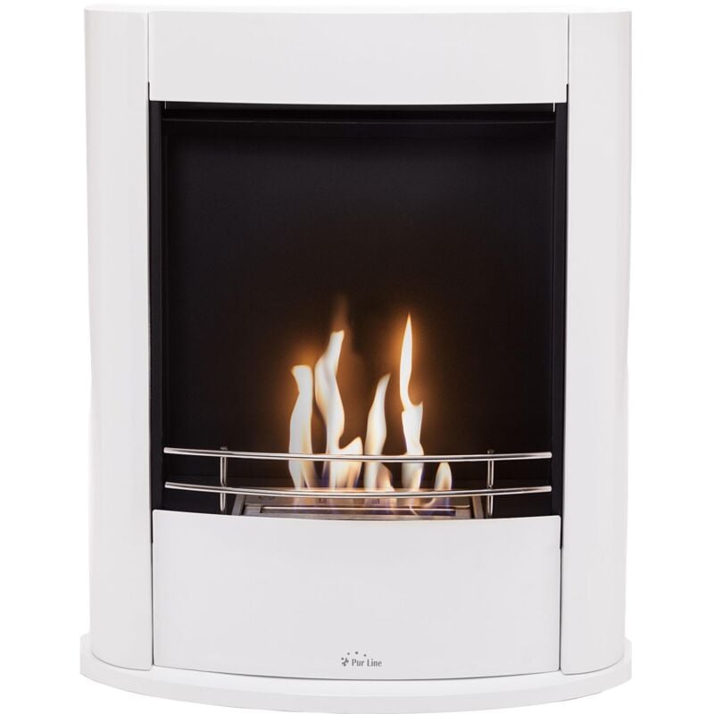 Purline - Cheminée à l'éthanol au sol en acier blanc