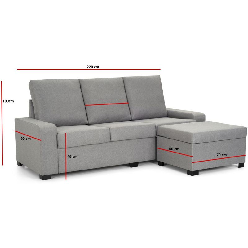 

Tanuk - CHAISE LONGUE REVERSIBLE SNOTRA GRIS CLARO