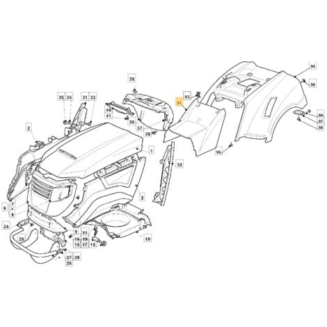Tapa central para tractor de césped modelos 1436H ORIGINAL STIGA 325110363/0