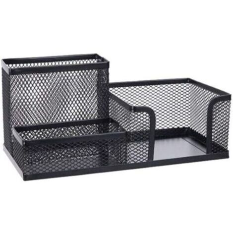 Tapa de bolígrafo de rejilla de tres compartimentos, portalápices de hierro forjado para guardar material de oficina, decoración de oficina