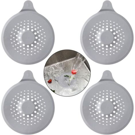 Tapa de desagüe de silicona de 4 piezas, filtro de fregadero con ventosa, colador de desagüe para bañera, protector de desagüe para bloquear el cabello y la suciedad.