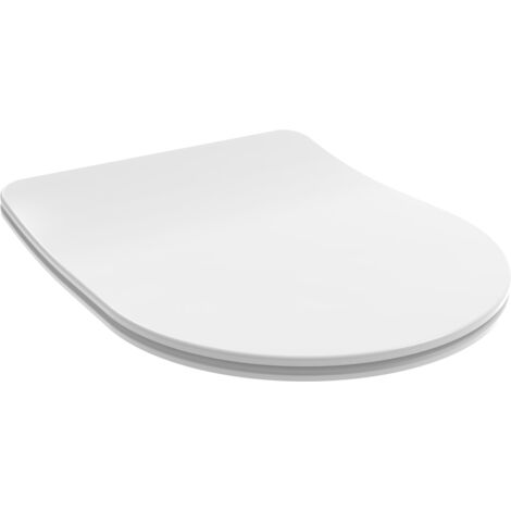 Tapa de inodoro con cierre lento forma D blanca.