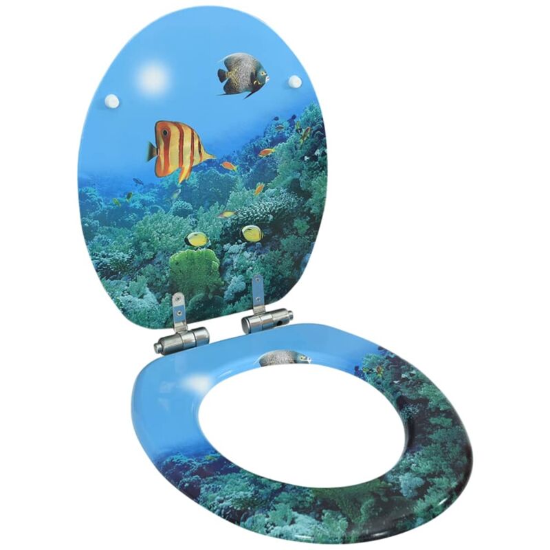 

vidaXL Tapa de váter WC de cierre suave MDF diseño fondo submarino - Multicolor