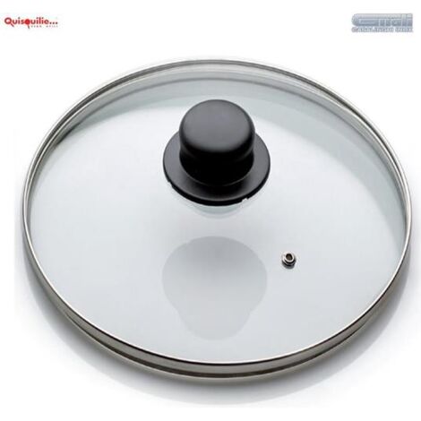 Tapa de vidrio templado Gnali con borde de acero inoxidable con orificio de ventilación - 12