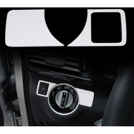Tapa del botón del interruptor de las luces delanteras para Mercedes-Benz Tipo A - Aluminio plateado pulido