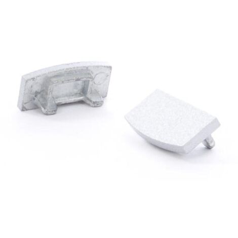 TAPA FINAL DE ALUMINIO PARA EL PERFIL LED SL7 - SIN AGUJERO DE CABLE - GRIS PLATA