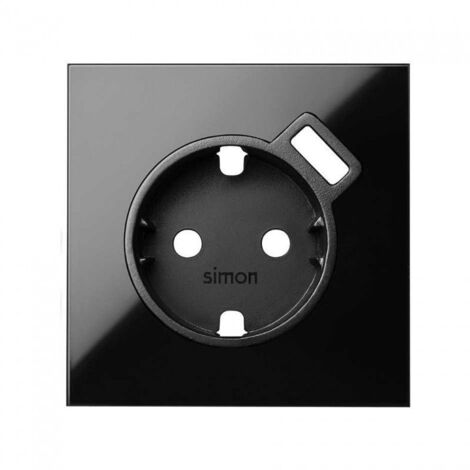 Tapa para base de enchufe shuko con cargador USB negro Simon 10000049-138