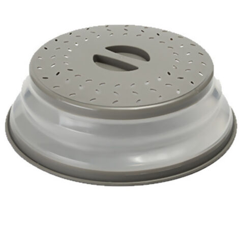 Tapa plegable para microondas - 3 piezas, protector antisalpicaduras con orificio para vapor para calentar alimentos, color gris.