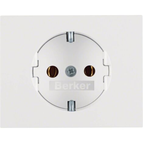 Tapa Schuko de la serie “Berker K1” con protección infantil IP20 5,5x7x4cm color blanco polar