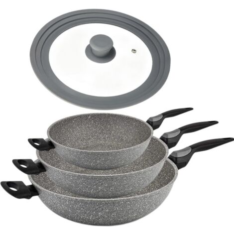 Tapa universal con válvula de vapor, apta para sartenes de 20, 22 y 24 cm de diámetro, color gris.