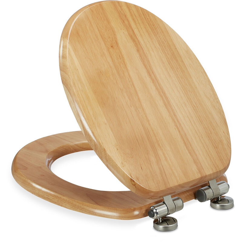 

Tapa WC Amortiguada, Madera, Asiento Ovalado Váter, Quick Release, 37,5x46cm, Inodoro, Retrete, Marrón Natural