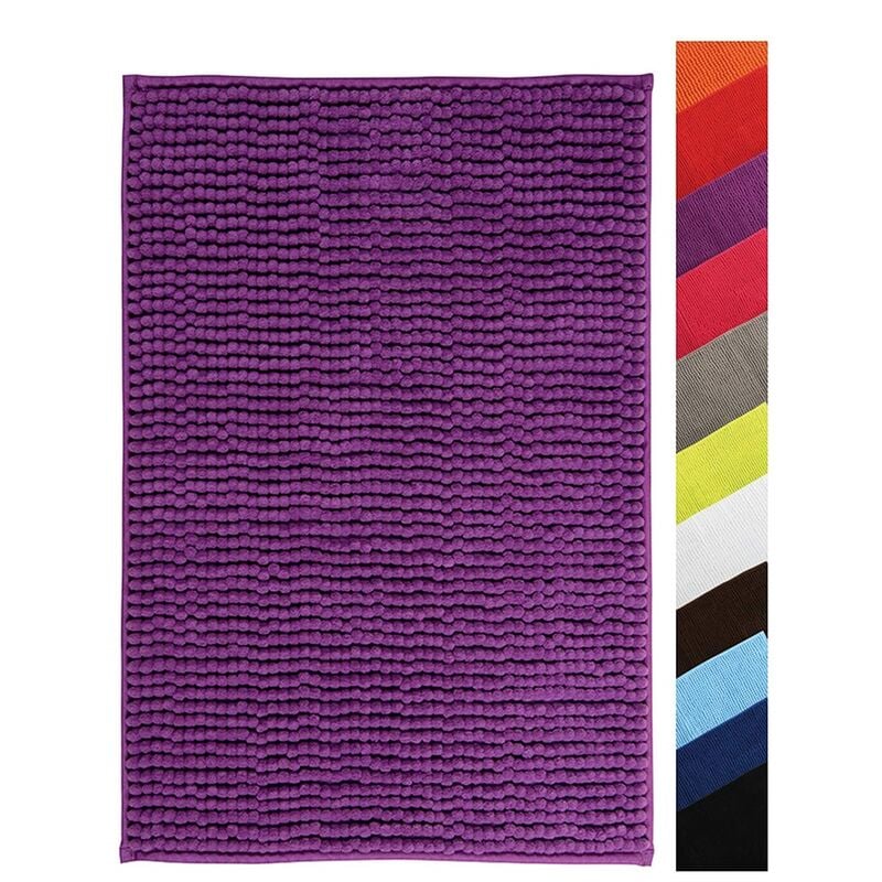 

Alfombra de baño 'Chenille' de microfibra en color morado 60 x 90 cm - MSV