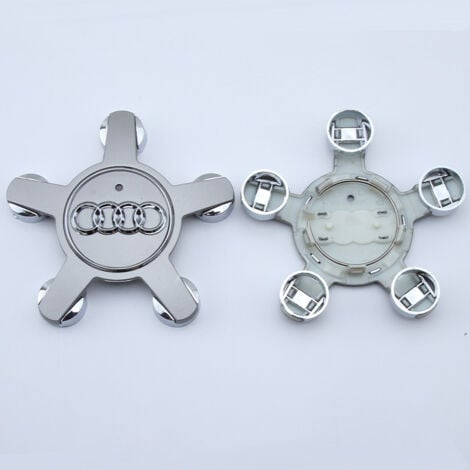 QIYAO Tapacubos Audi 4f0601165 n con logotipo de rueda, tapacubos de 135 mm, gris, juego de 4