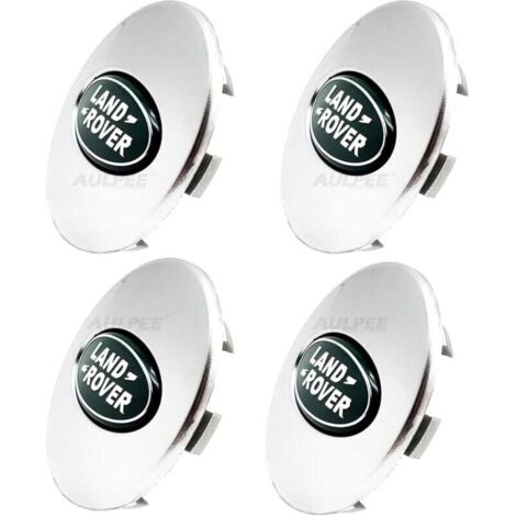 Tapacubos de ABS de 62 mm con logotipo central compatible con accesorios Land Rover (cromo verde LR)