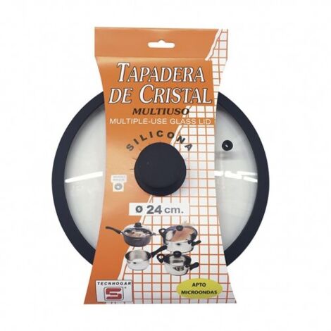 TAPADERA CRISTAL / SILICONA 20CM. TECNHOGAR