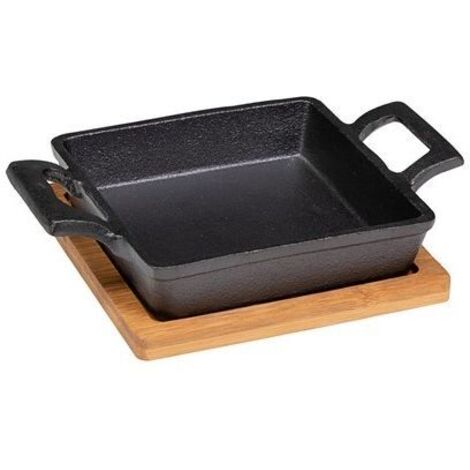 Tapas casseruola quadra 2 man. + supporto bamboo 19 x 14 cm