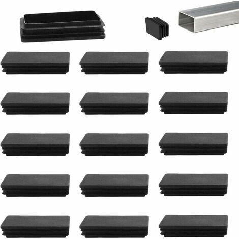 ONTWAY Tapas de extremo de tubo rectangular de plástico negro de 80 x 40 mm para patas de muebles de trampolín, 12 unidades