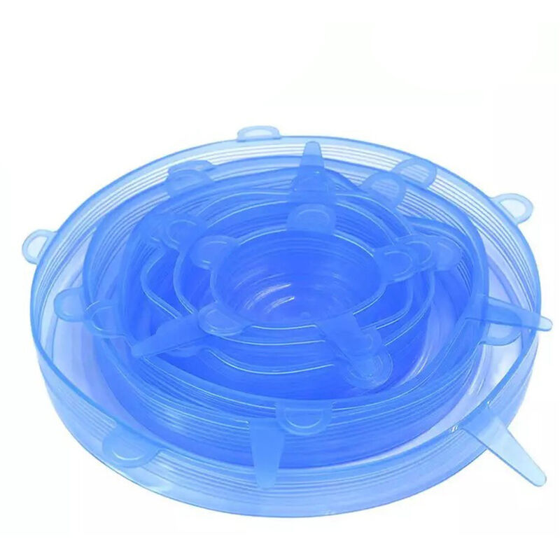 

Happyshopping - Tapas elasticas de silicona reutilizables de 6 piezas, tapa de sellado para tazon, almacenamiento de alimentos de cocina,Azul