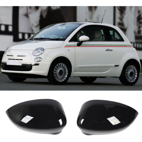 tapas para espejo retrovisor de puerta izquierda y derecha para Fiat 500 (2007-2020), color negro brillante
