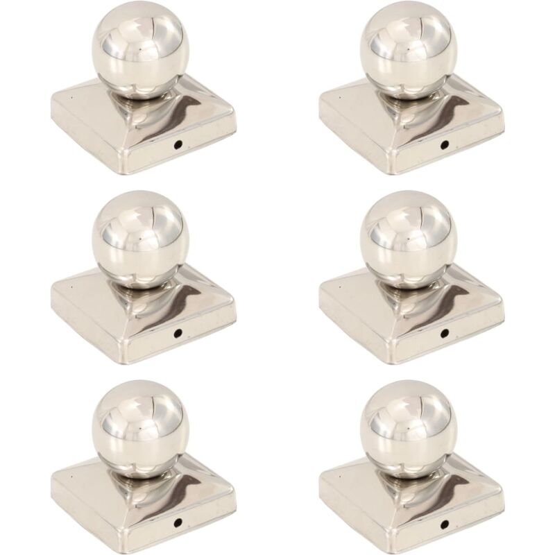 

Tapas para postes 6 uds acero inoxidable globo final 81x81 mm - Plateado - Vidaxl