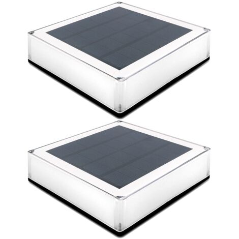 Tapas solares para postes de 7x7, 8x8, 9x9 y 10x10, paquete de 4. Luces solares impermeables IP65 para postes de madera, jardín, terraza y plataforma (paquete de 2 - negras) [Clase energética D]