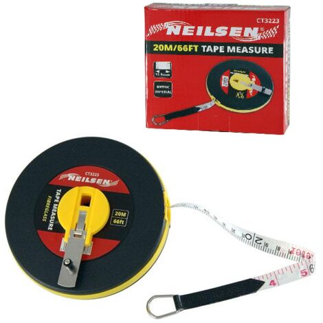 TAPE MEASURE SURVEYORS IMPERIAL METRIC 20M 66FT LONG OPEN REEL FIBREGLASS CT3223