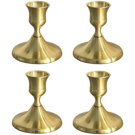 Taper Candle Holders, 4Pcs Vintage Metal Chamberstick Stand Decorative Candlestick Stands for Home Dinner Table Christmas Wedding Party Anniversary Decor