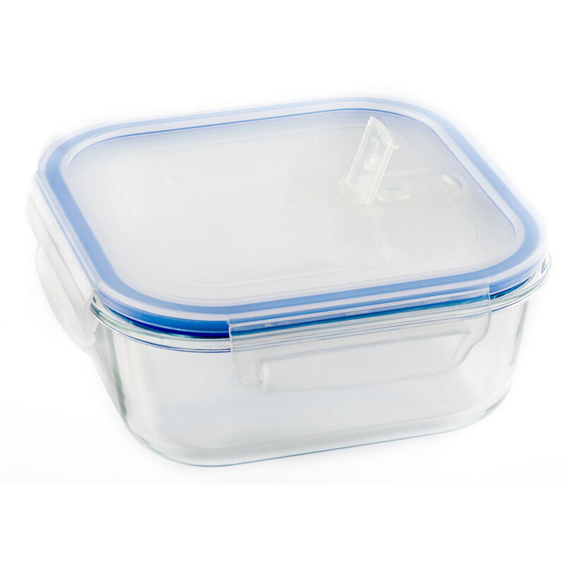 

Táper hermético cuadrado de cristal con tapa a presión 800 ml ( TV800) - Vier