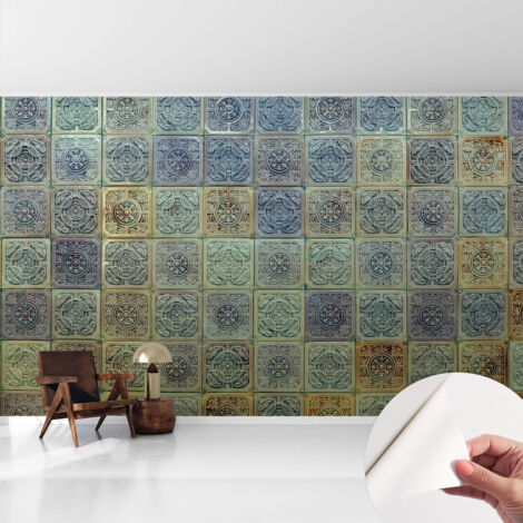 Tapete adhésive moderne pour salon et chambre à coucher Décoration rapide avec colle Carreaux géométriques 416x254 cm