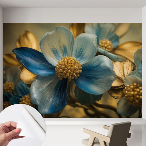 Tapete adhésive moderne pour salon et chambre à coucher Décoration rapide avec colle Composition florale 152x104 cm