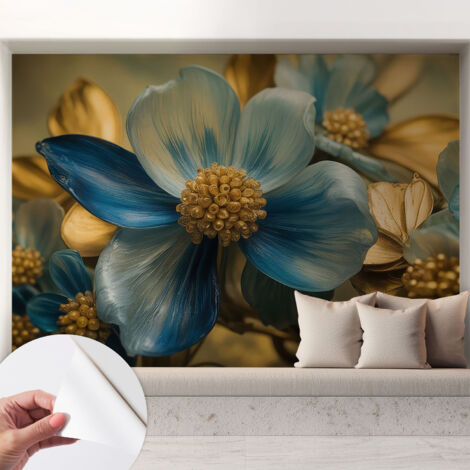 Tapete adhésive moderne pour salon et chambre à coucher Décoration rapide avec colle Composition florale 208x146 cm