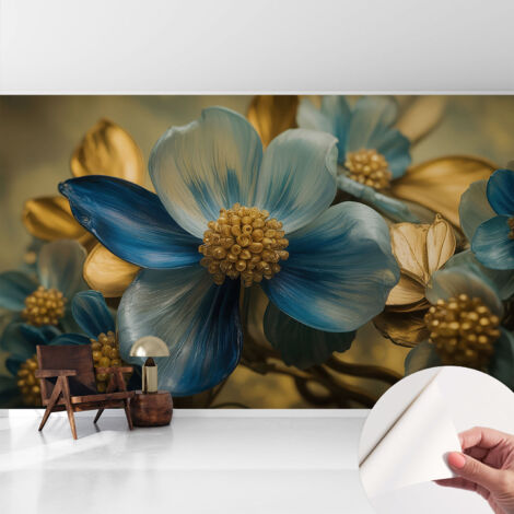 Tapete adhésive moderne pour salon et chambre à coucher Décoration rapide avec colle Composition florale 416x254 cm
