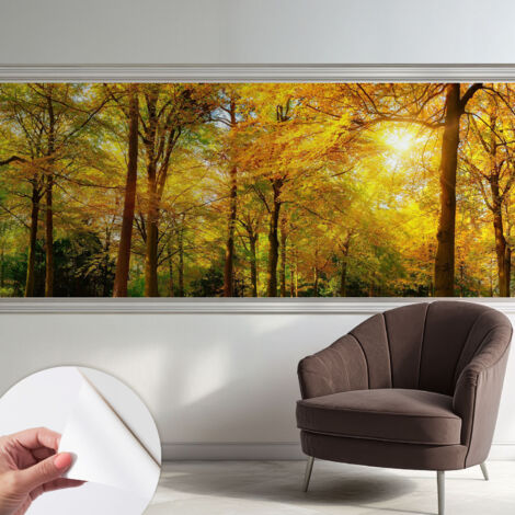 Tapete adhésive moderne pour salon et chambre à coucher Décoration rapide avec colle Feuilles dorées 250x104 cm