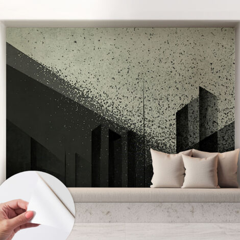 Tapete adhésive moderne pour salon et chambre à coucher Décoration rapide avec colle Géométrie urbaine 208x146 cm