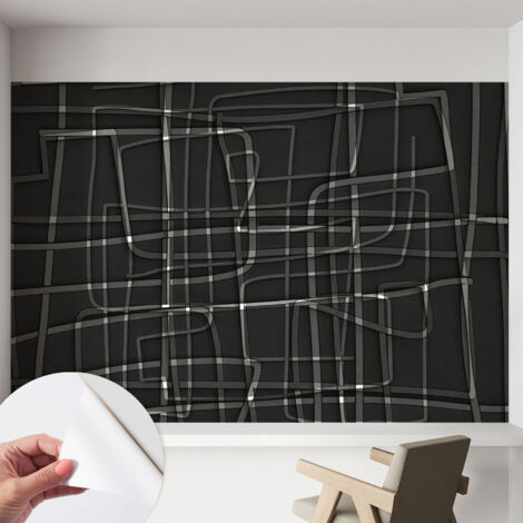 Tapete adhésive moderne pour salon et chambre à coucher Décoration rapide avec colle Lignes abstraites 152x104 cm