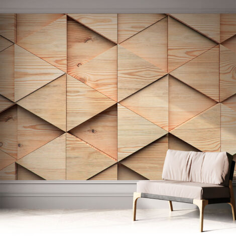 Tapete adhésive moderne pour salon et chambre à coucher Décoration rapide avec colle Mosaïque en bois 312x219 cm