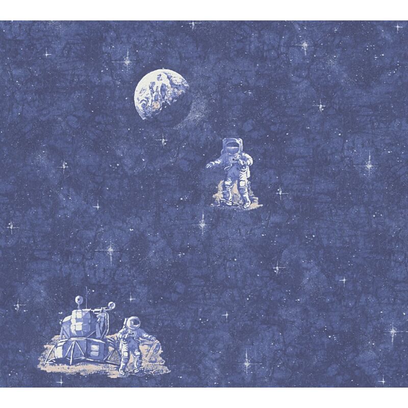 Papier peint astronaute chambre d'enfant | Tapisserie moderne facile à poser | Papiers peints bleu étoile pour chambre - 10,05 x 0,53 m
