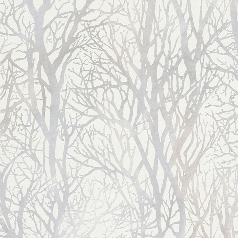 Papier peint tendance gris et blanc Tapisserie moderne idéale pous cuisine Papiers peints à motif arbre pour style scandinave