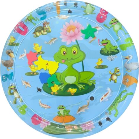 Tapete de Agua para Gatos, Redondo de 25.5 Pulgadas, Inflable y rellenable con Agua, tapete sensorial de de PVC Grueso, Interactivo para Jugar Boca Abajo, para Gatos, Mascotas y bebés