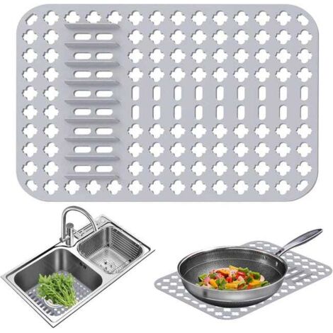 Tapete de silicona para secar platos, tapete plegable de silicona para fregadero de cocina, 40 x 29 x 0,7 cm