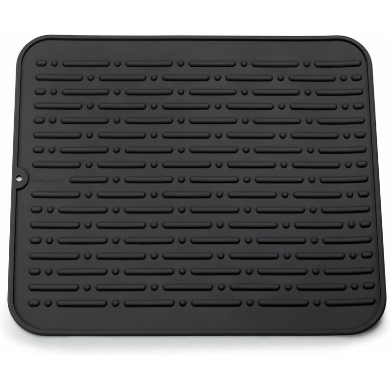 

Tapete de silicona XL para secar platos con garantía de por vida, 45 x 40 cm (negro)