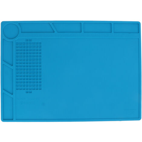 Tapete de soldadura de silicona azul antiadherente y resistente a la corrosión para reparación de componentes electrónicos.