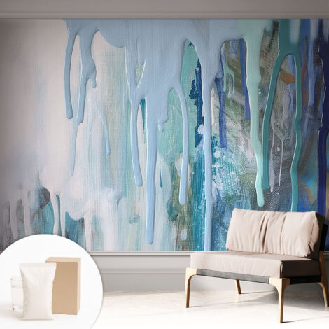 Tapete Dekorative Vliestapete mit Klebe für Wand - Mustertapete - moderne Einrichtung - für Büro Blaue Kaskaden 312x219 cm